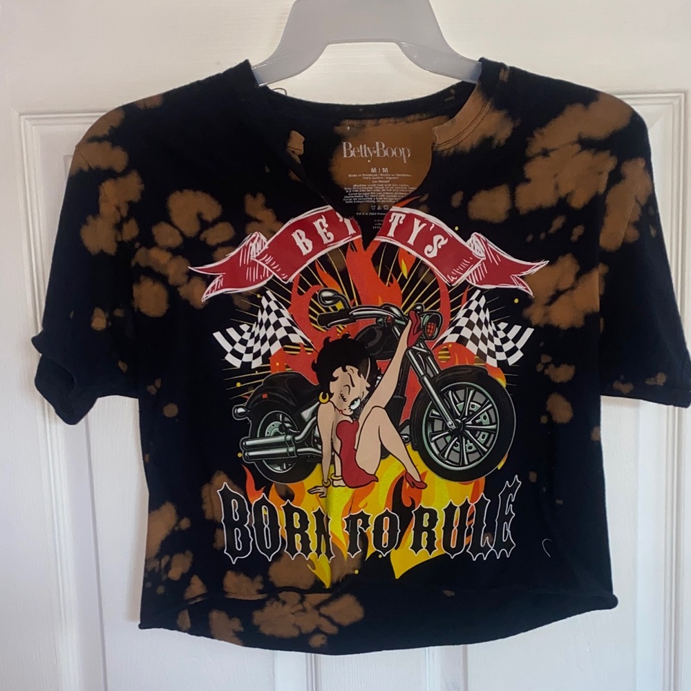 Betty Boop Black and Brown Graphic Crop Top